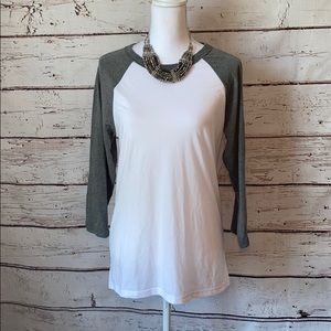 Bella Canvas Grey/White 3/4 Raglan Tshirt M